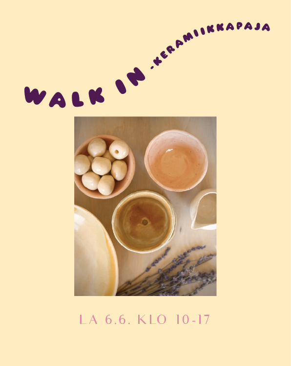 WALK IN -keramiikkapaja la 5.9. klo 10-17