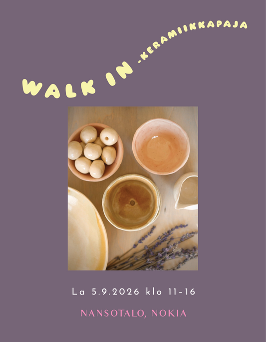 WALK IN -keramiikkapaja la 5.9. klo 11-16